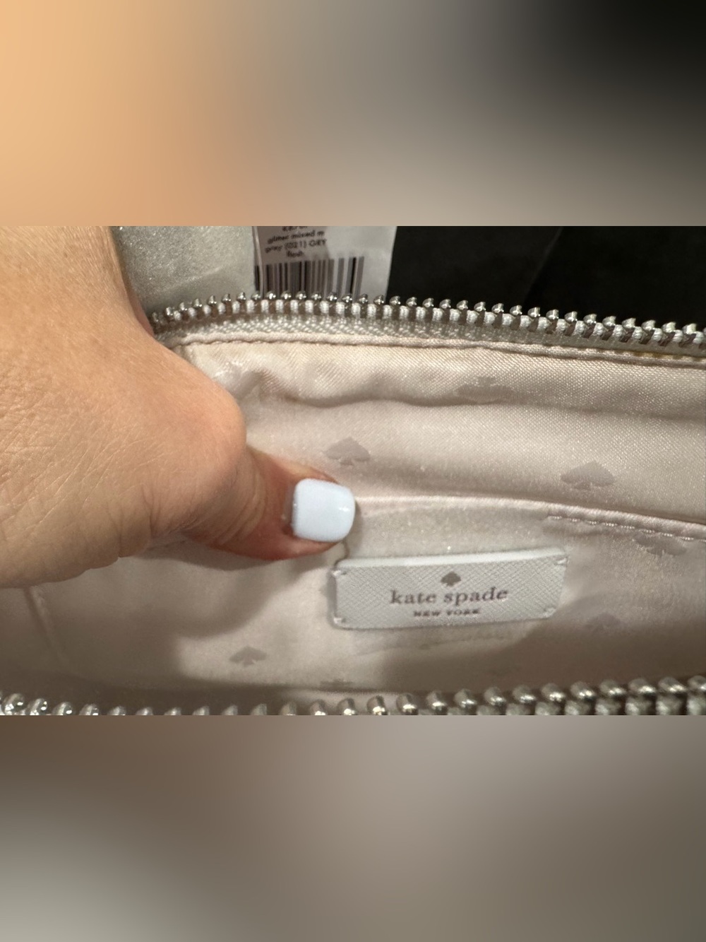 kate spade White Satchel with Silver Glitter Trim - Picture 8 of 10